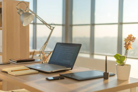 Organized desk for focused work